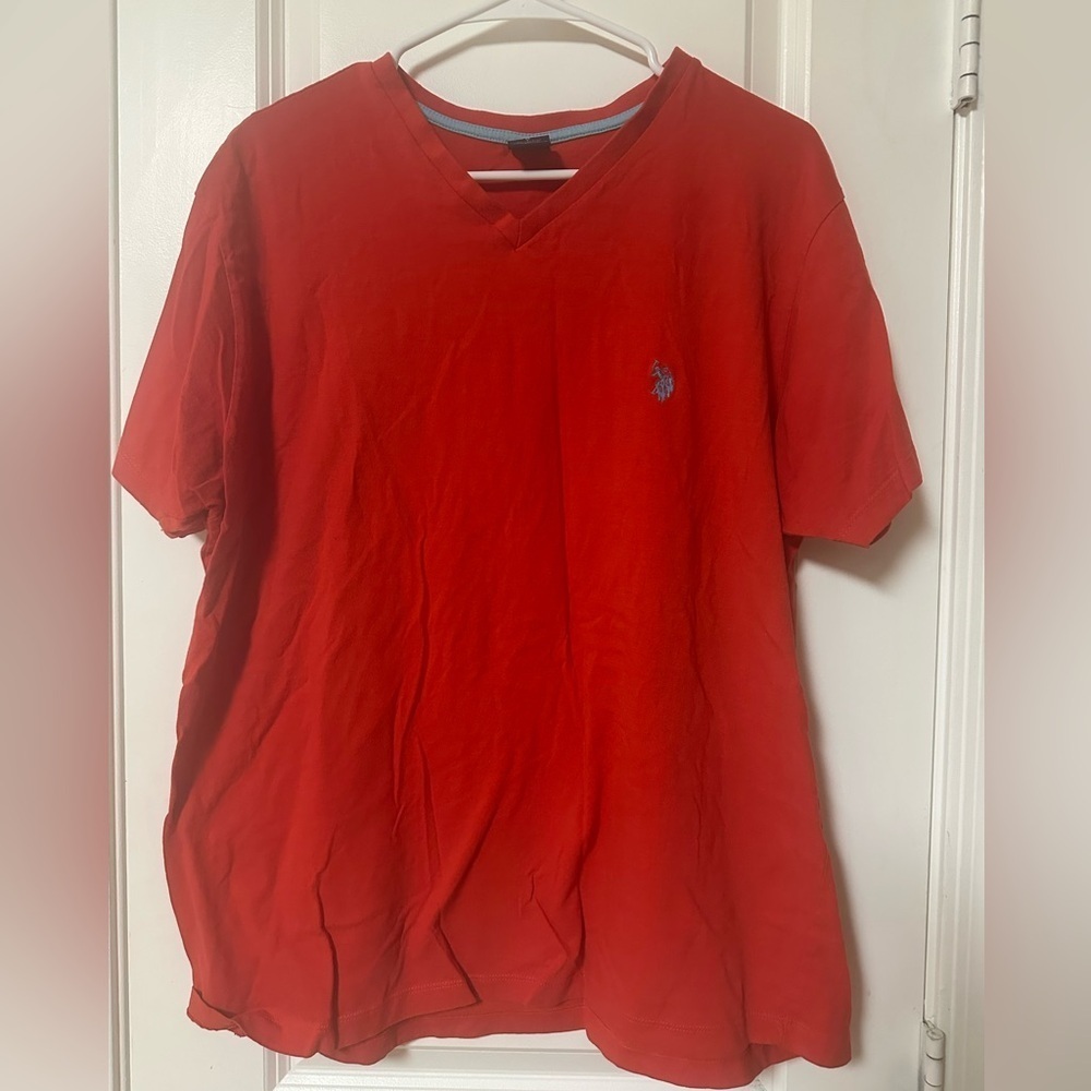 U.S. Polo Assn. Red V-Neck Short Sleeve Tee - Picture 2 of 7